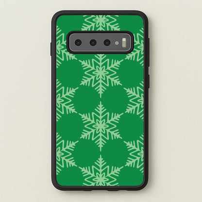 Green Giant Snowflakes Christmas Pattern Galaxy S10 Plus Case