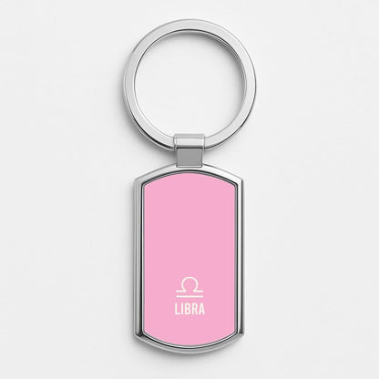 Libra Pastel Zodiac Silver Metal Keyring
