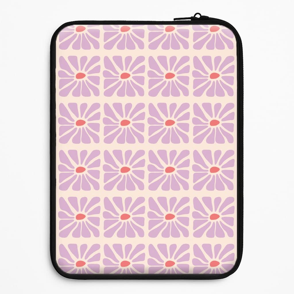 Square Abstract Flowers Mauve Laptop Sleeve