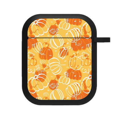 Drawn Pumpkin Pattern AirPods Case