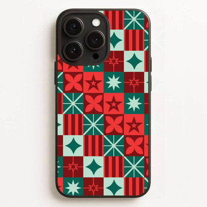 Geometric Square Christmas Pattern Phone Case for Apple iPhone, Samsung Galaxy, Huawei and Google Pixel