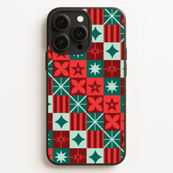Geometric Square Christmas Pattern iPhone 16 Pro Max Case