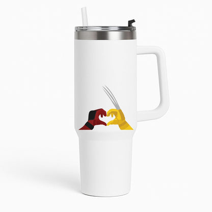 Red And Yellow Heroes Love Heart Tumbler