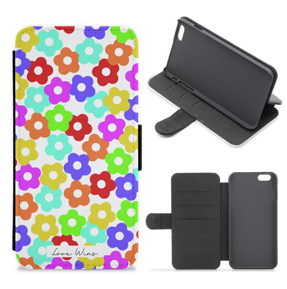 Rainbow Flowers Flip / Wallet Phone Case