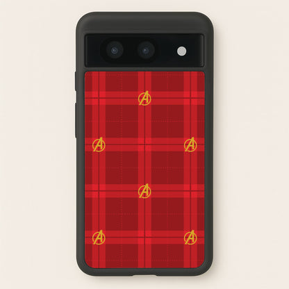 Superhero Team Red Tartan Pattern Google Pixel 8a Case