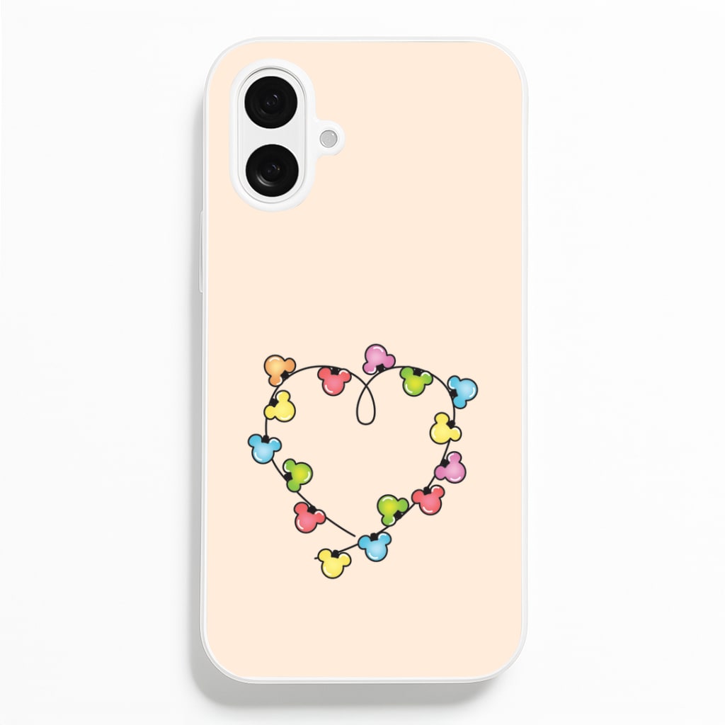Cartoon Mouse Christmas Fairylights Heart iPhone 16 Plus Case
