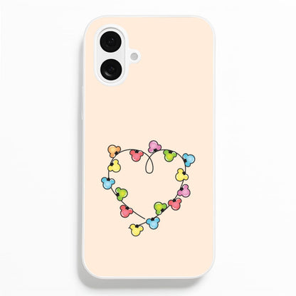 Cartoon Mouse Christmas Fairylights Heart iPhone 16 Plus Case