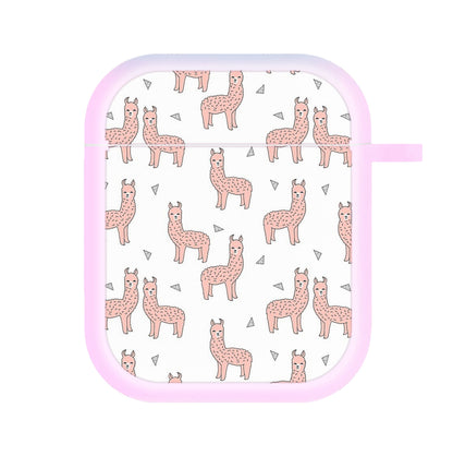 Pale Pink Alpaca Pattern AirPods Case