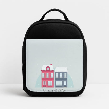 Seasons Greetings Winter Townhouses Insulated Lunch Bag