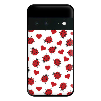 Ladybugs And Hearts Pattern Google Pixel 6a Case