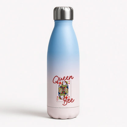 Queen Bee Playing Card Blue Water Bottle