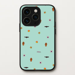Minature Halloween Cartoons Pattern iPhone 15 Pro Case