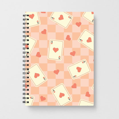 Cute Playing Cards And Hearts Pattern Notebook