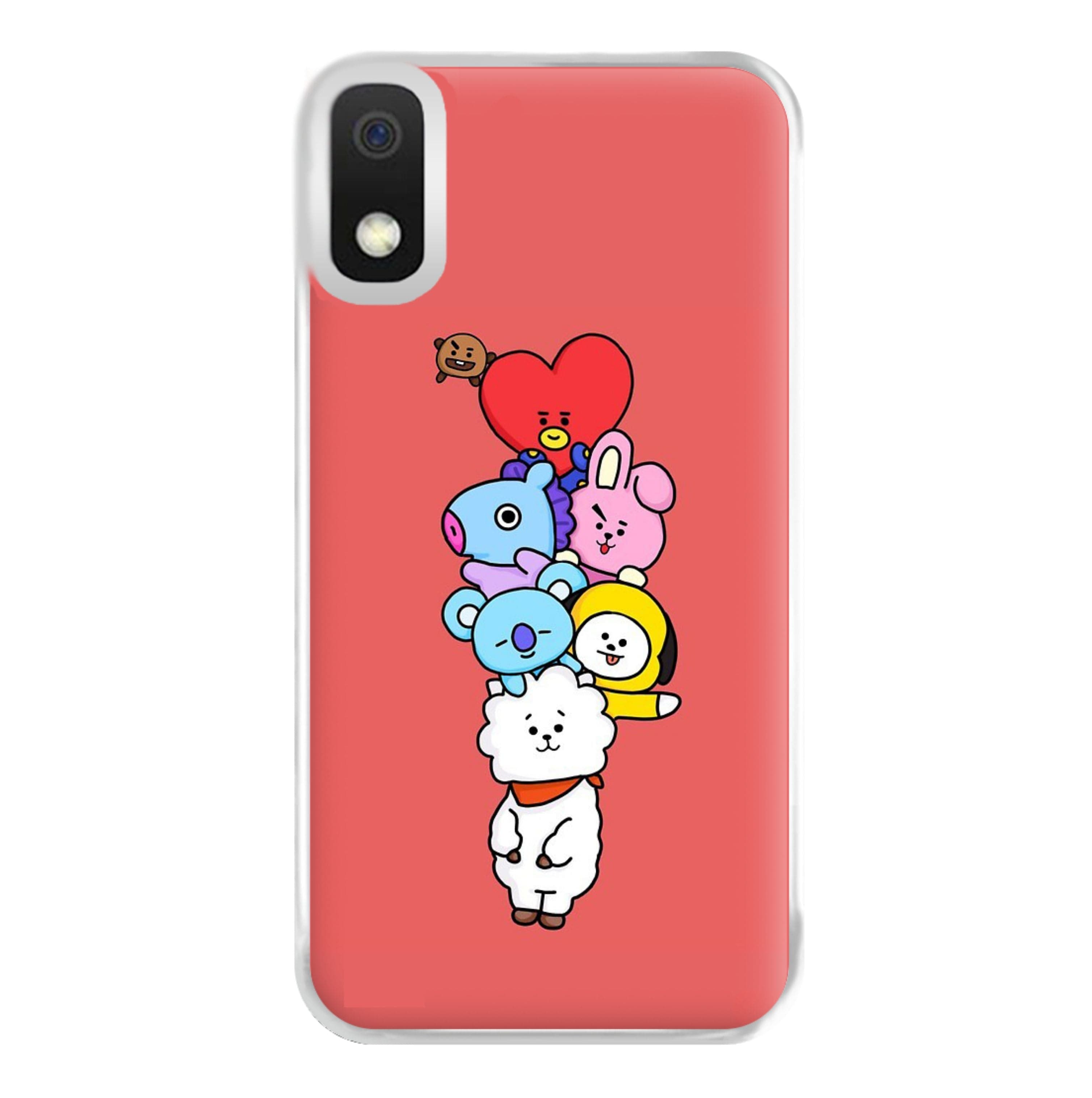 Red BT21 - RJ, Mang, Koya, Chimmy, Cooky, Shooky, Tata - K Pop Phone Case