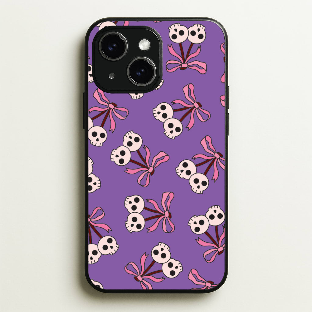 Cherry Skulls Pattern iPhone 15 Case
