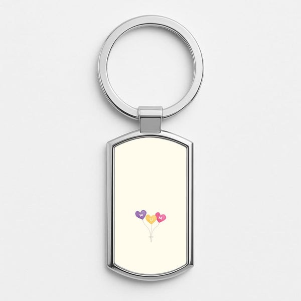 Mum Watercolour Balloons Silver Metal Keyring
