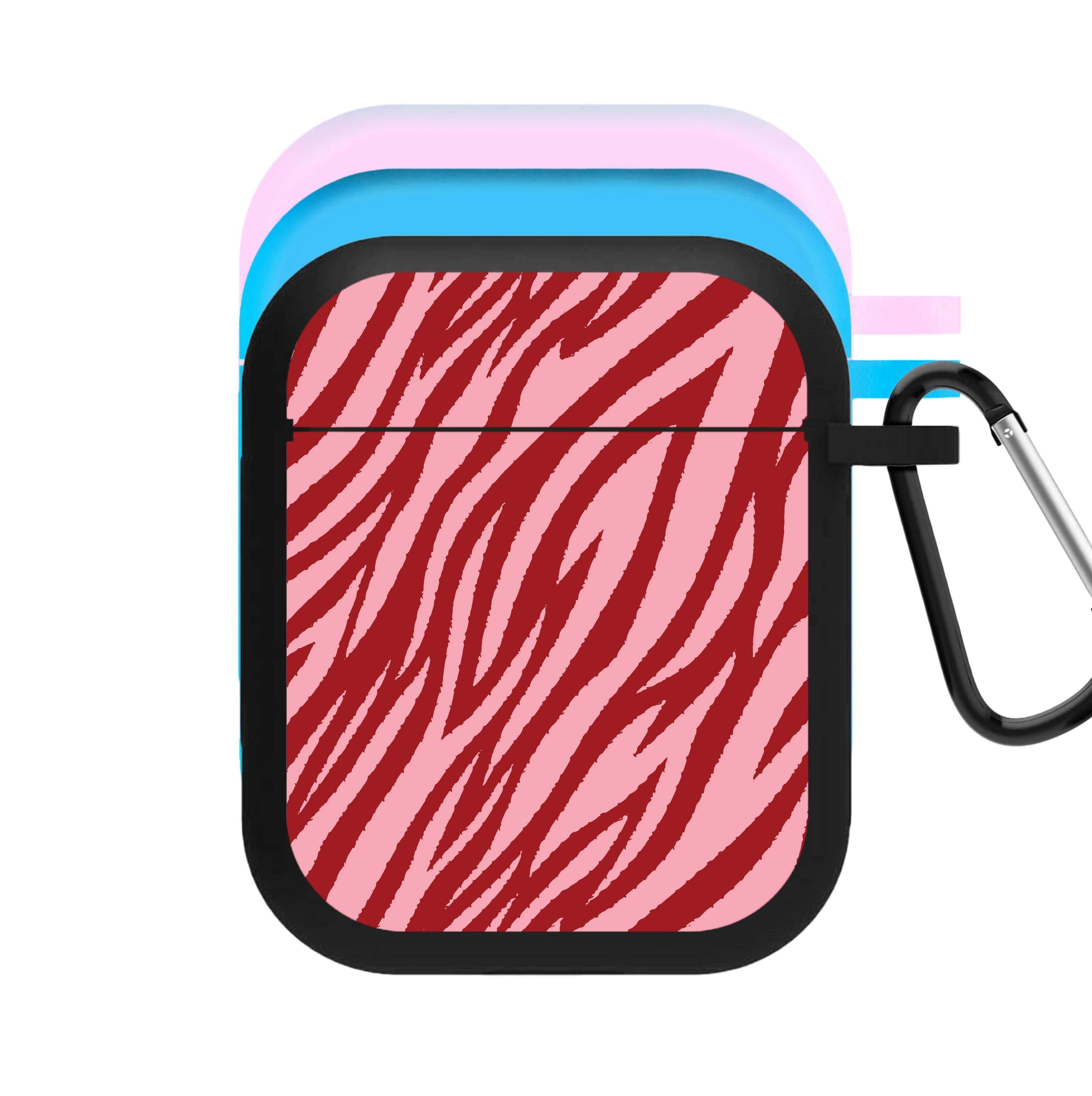 Red And Pink Tiger Print AirPods Case