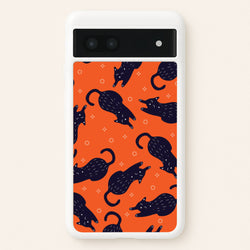 Black Cats And Stars Pattern Google Pixel 7a Case