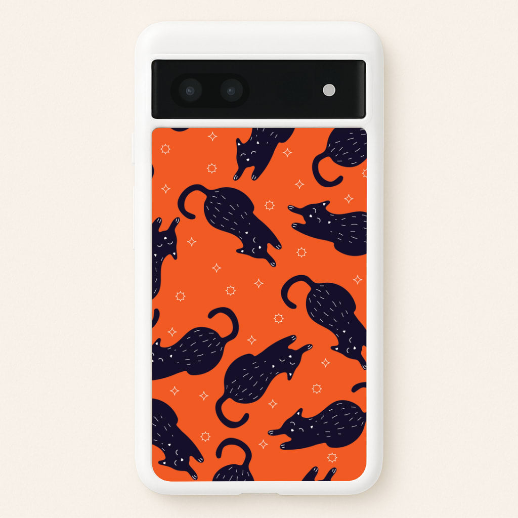 Black Cats And Stars Pattern Google Pixel 6a Case