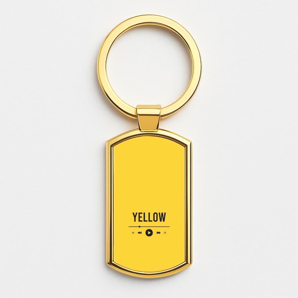 Yellow Music Player Gold Keyring
