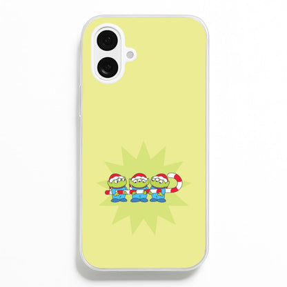 Cute Green Aliens Candycane iPhone 16 Plus Case