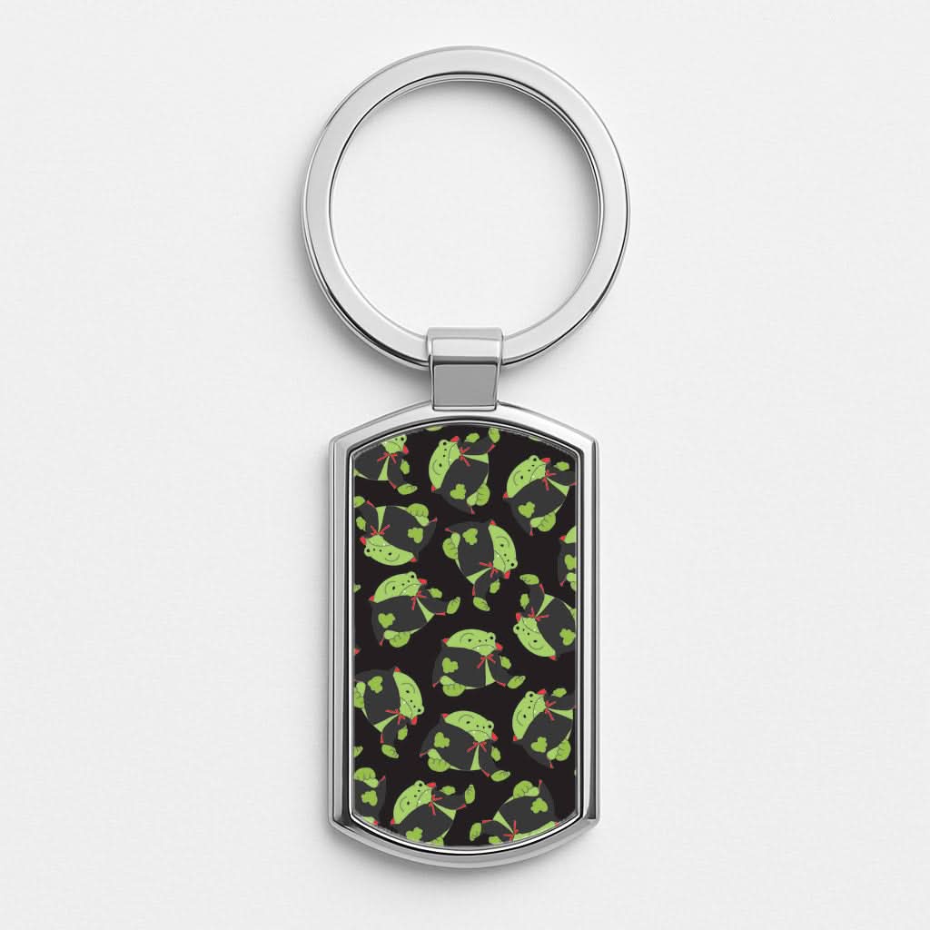 Vampire Frog Pattern  - Halloween Silver Metal Keyring
