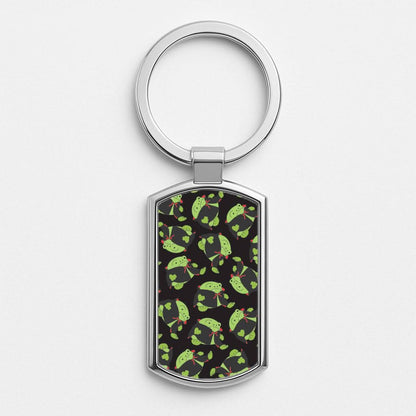 Vampire Frog Pattern  - Halloween Silver Metal Keyring