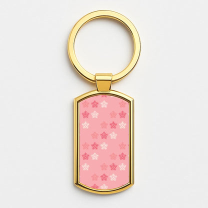 Red Slowflakes Christmas Pattern Gold Keyring