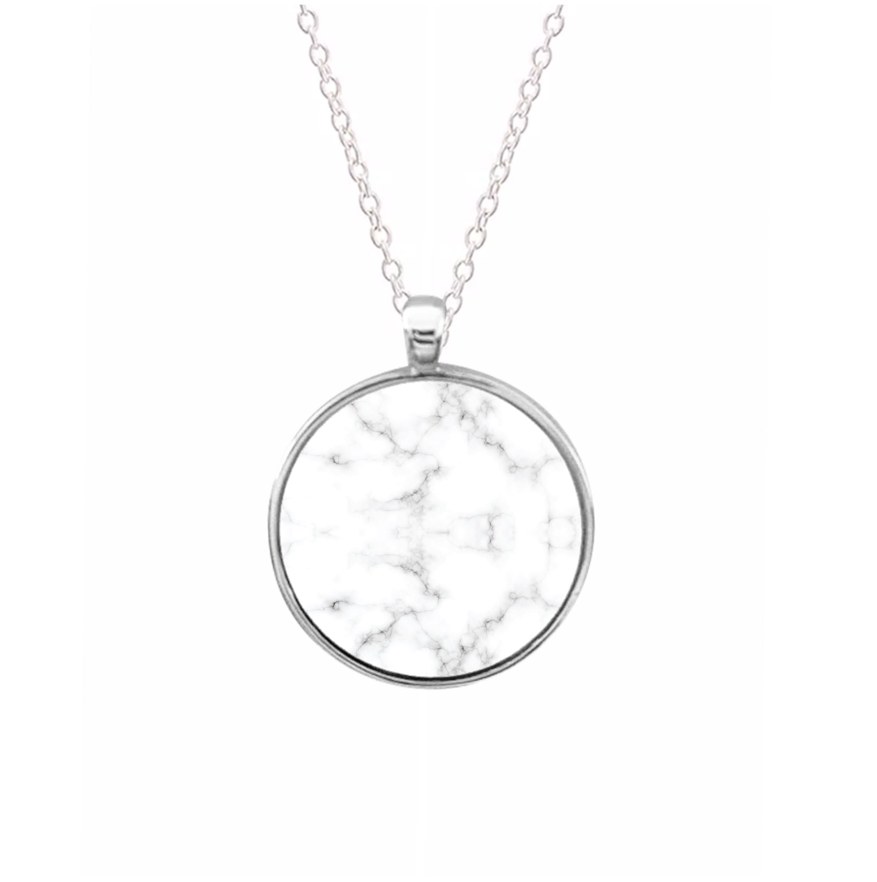 White Marbled  Necklace