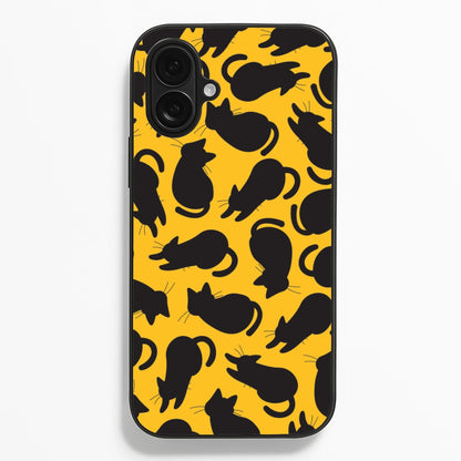 Black Cat Silhouettes Pattern iPhone 16 Plus Case