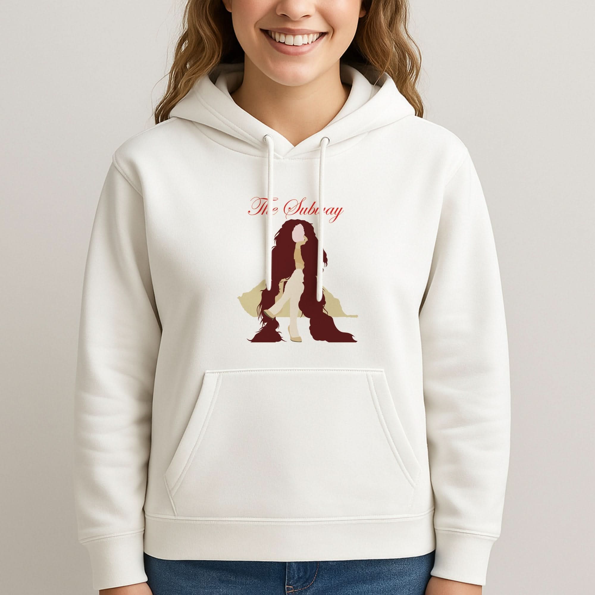 Subway Orange Womans Hooded Sweatshirt