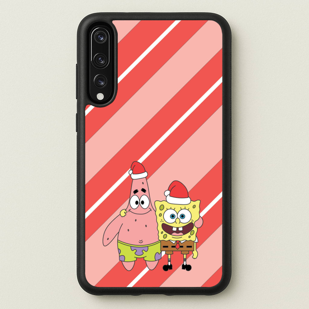 Cartoon Sponge And Starfish Christmas Hats Huawei P20 Pro Case