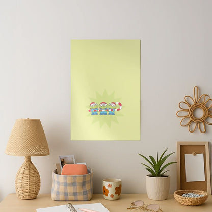 Cute Green Aliens Candycane Art Print