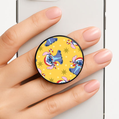 Cute Blue Alien Candycane Christmas Pattern Phone Grip