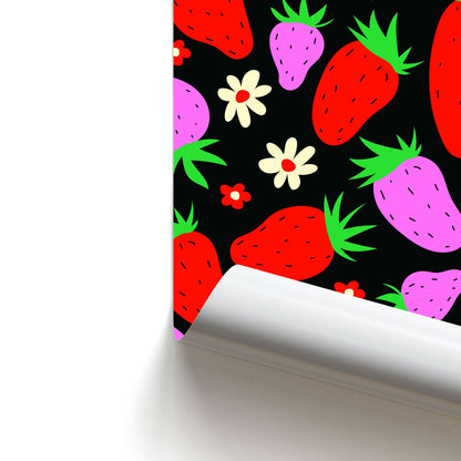 Abstract Strawberries Pattern Poster