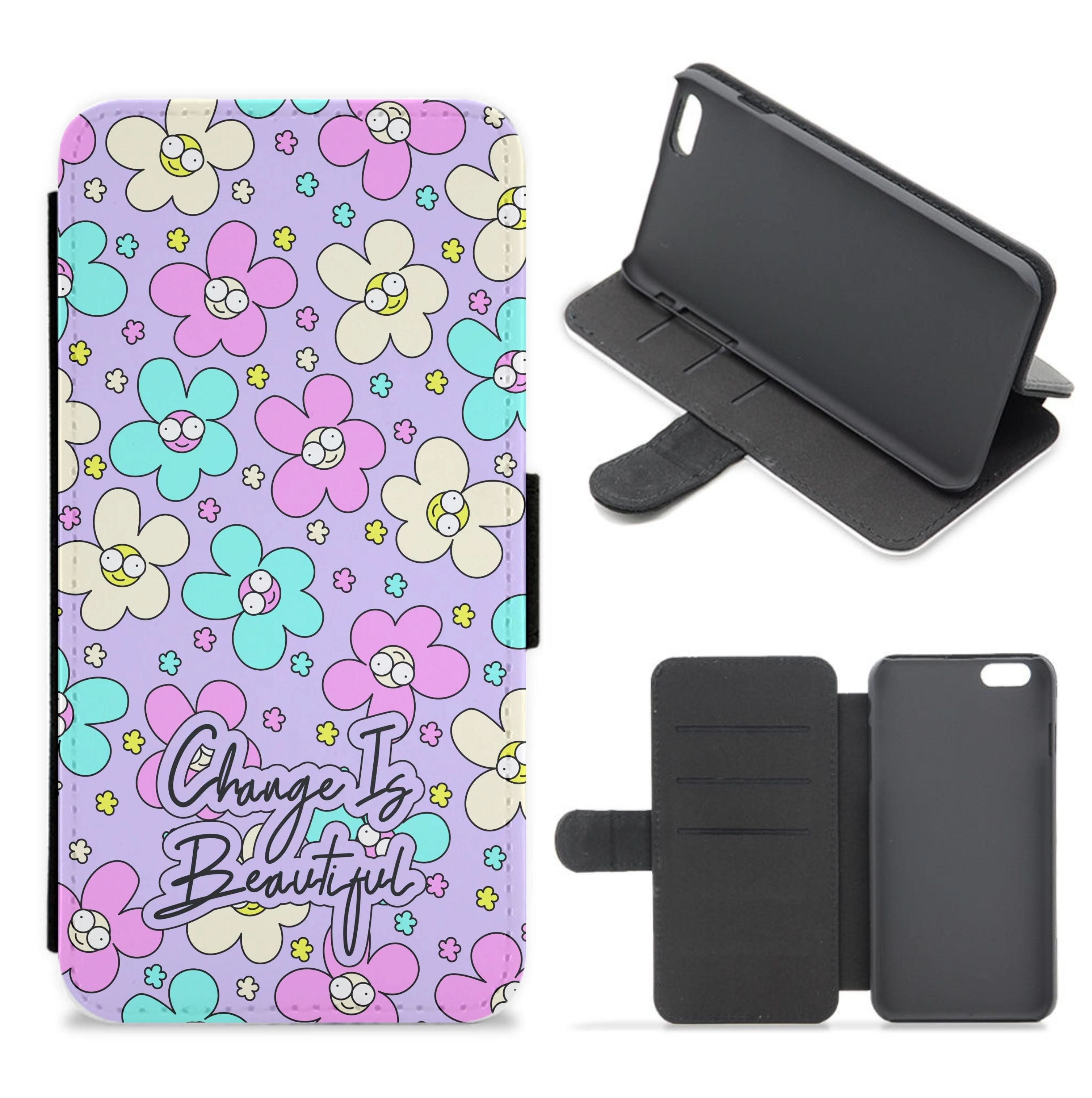 Happy Flowers Pattern Flip / Wallet Phone Case