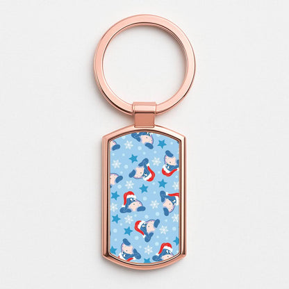 Cartoon Donkey Stars Pattern Rose Gold Keyring