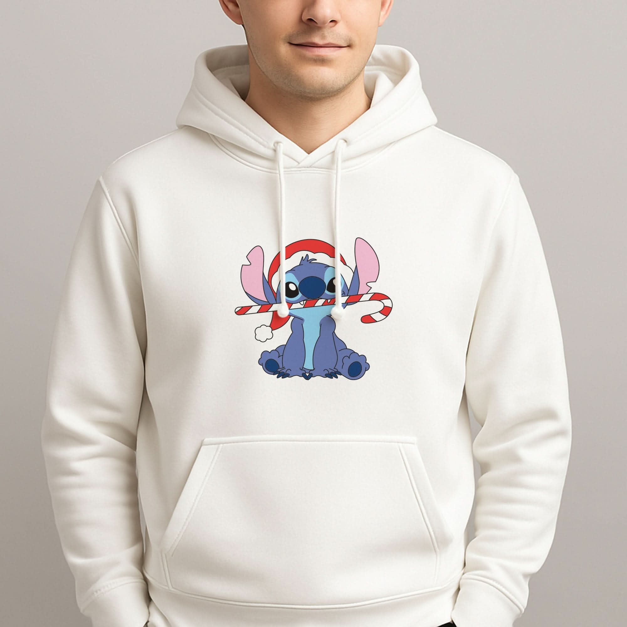Cute Blue Alien Candycane Mens Hoodie