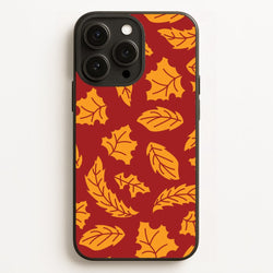 Orange Leaves Pattern iPhone 16 Pro Case