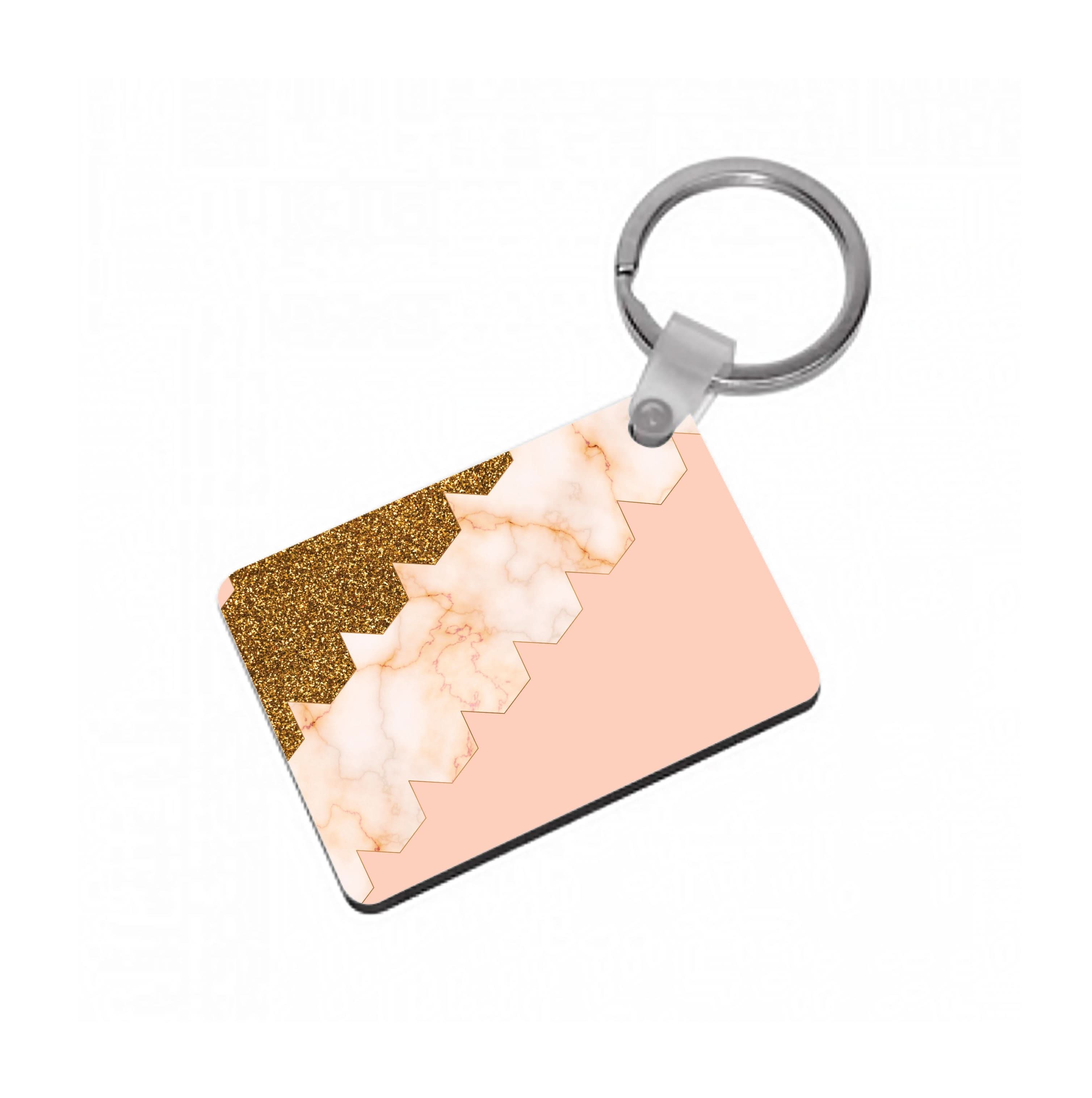 Glitter And Marble Geometric  Keyring