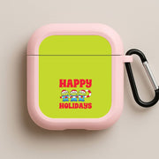 Happy Holidays Cute Green Aliens AirPods Case 4