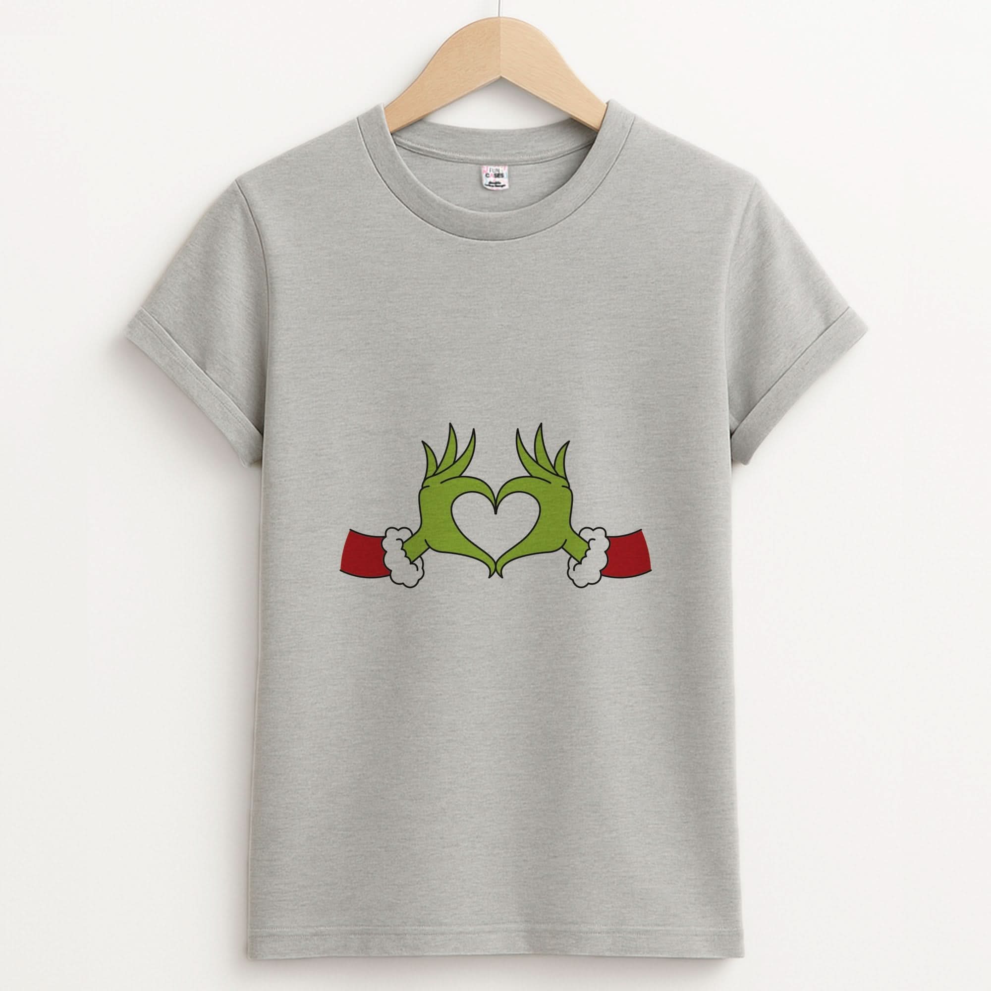 Christmas Green Heart Unisex Grey T-Shirt