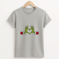 Christmas Green Heart Unisex Grey T-Shirt