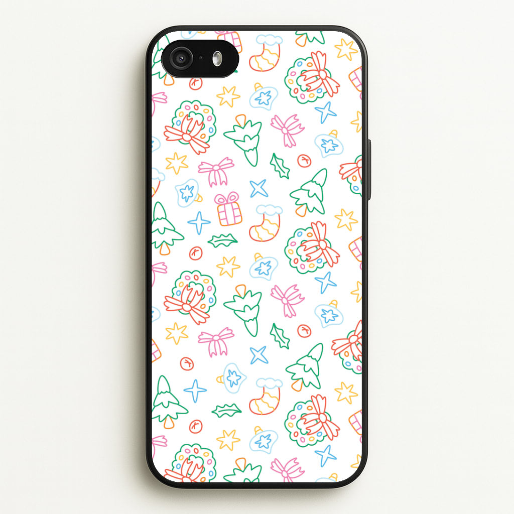 Neon Christmas Icons Pattern II iPhone 5 / 5s / SE 2016 Case
