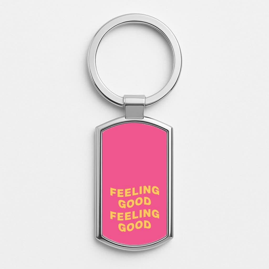 Wavey Feeling Good Silver Metal Keyring