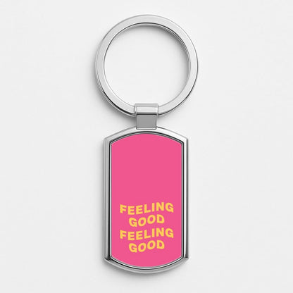 Wavey Feeling Good Silver Metal Keyring