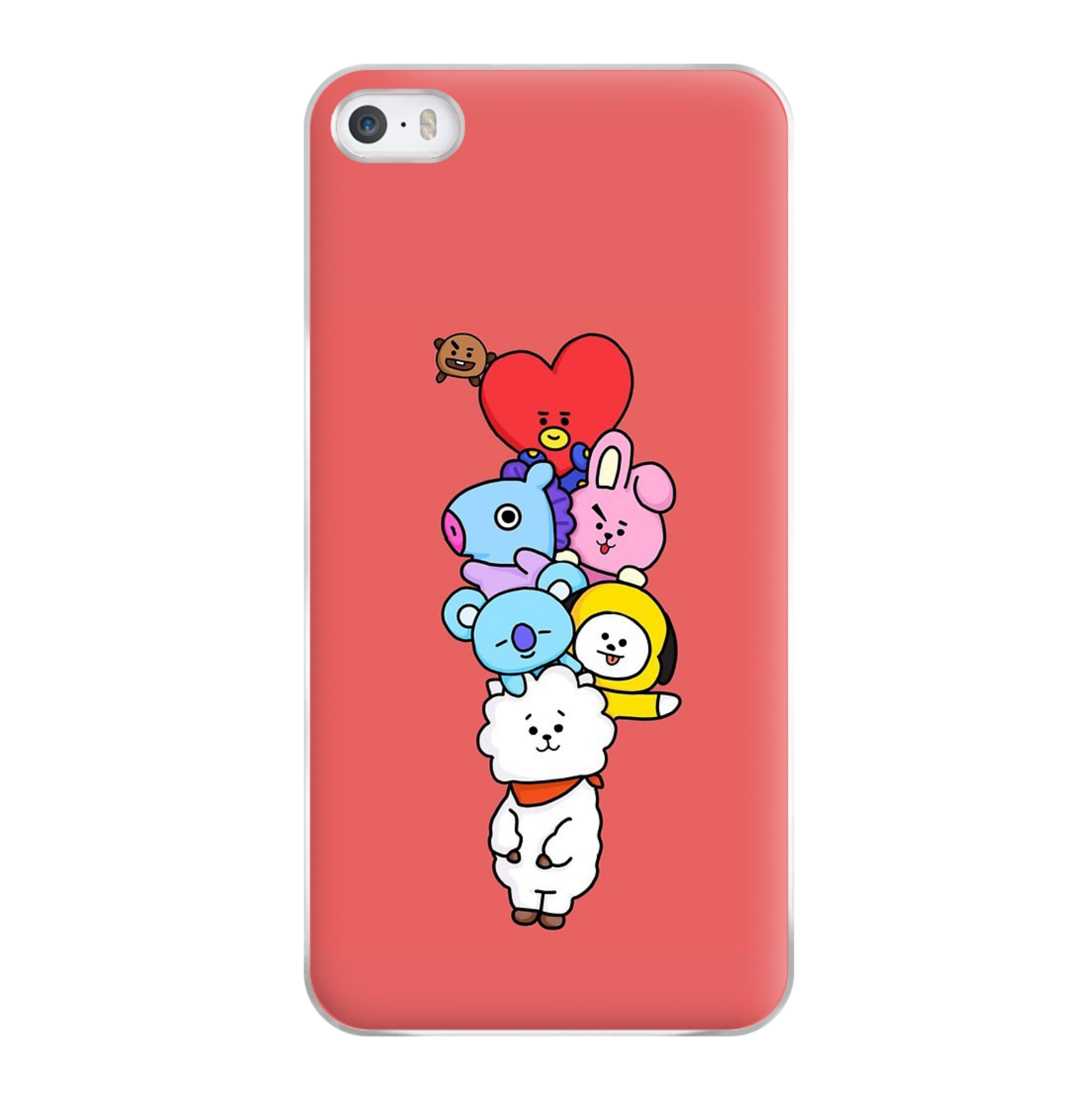 Red BT21 - RJ, Mang, Koya, Chimmy, Cooky, Shooky, Tata - K Pop Phone Case