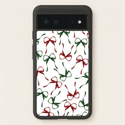 Red And Green Coquette Christmas Bows Pattern Google Pixel 6 Case