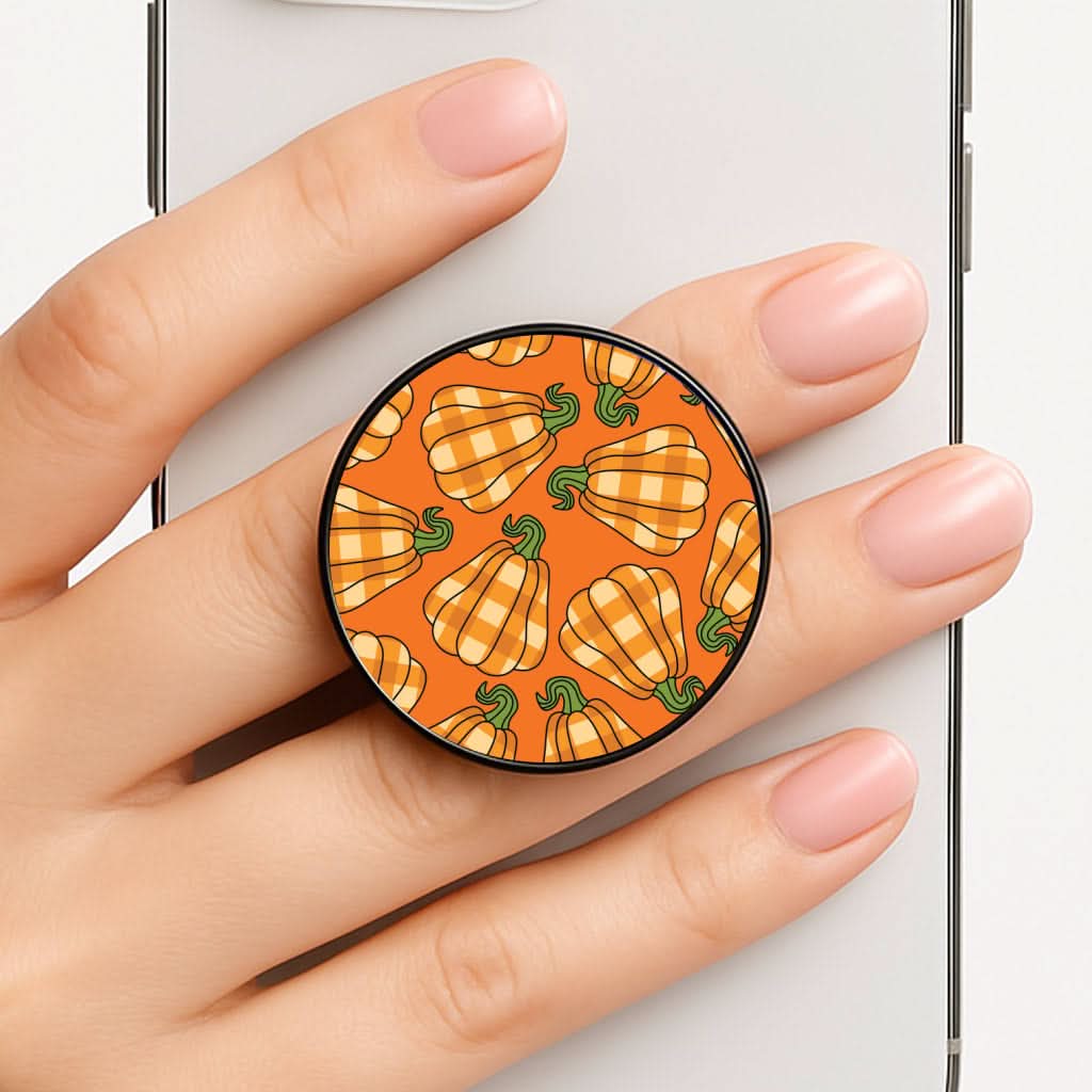 Tartan Pumpkins Pattern Phone Grip