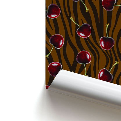 Animal Print With Cherries Pattern Poster